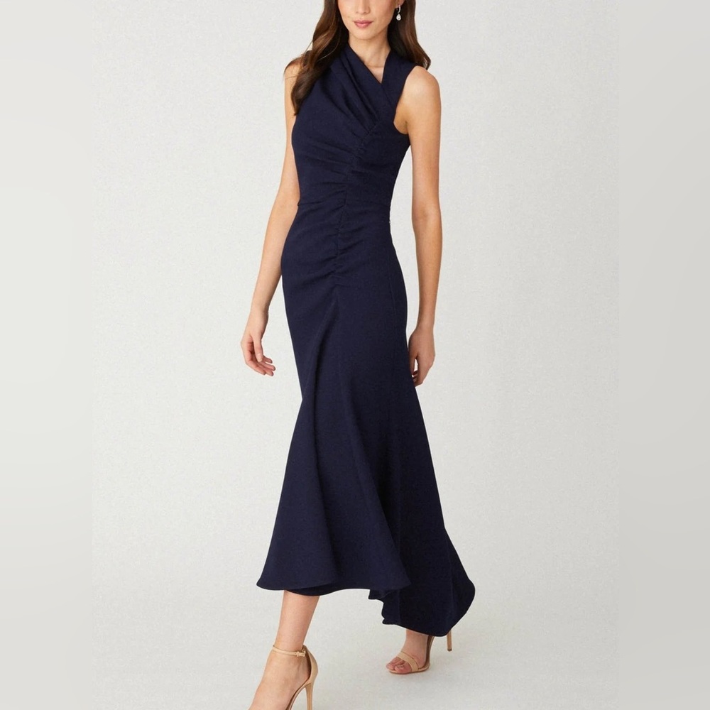 Shoshanna Dark Navy Cocktail Dress. Sleeveless,asymmetric neck high-low hem NWOT